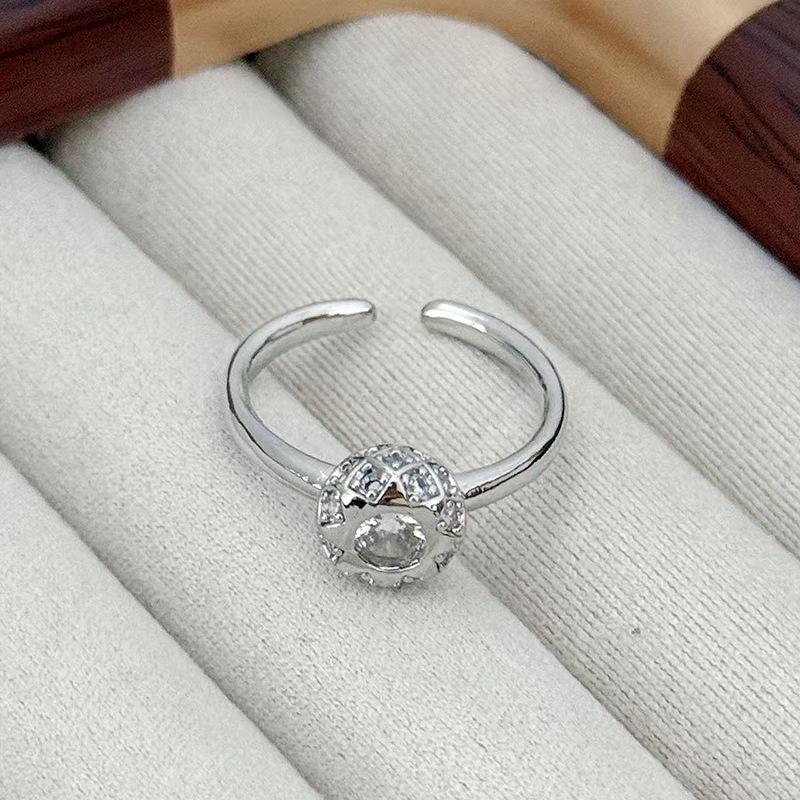 Exquisite Light Luxury Niche High-End Single Diamond Brushed Opening Ring Women'S Fashion Super Flash Diamond Ring