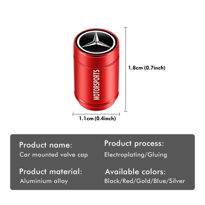 BENZ Aluminium Car Wheel Tire Valve Air Caps Stem Cover Dustproof For Mercedes Benz W202 W212 W126 W140 W168 W177 CLS GLE GLC GLS CLA