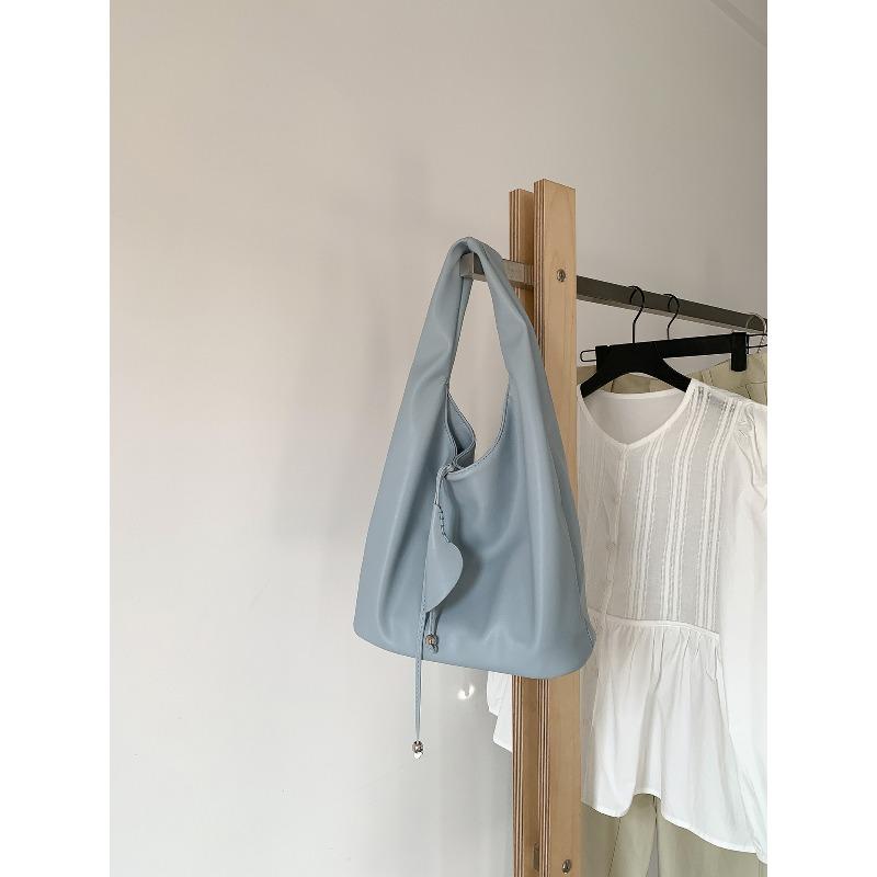 New simple shoulder bag large capacity girls soft leather commuter bag women go to work minimalist wind tote bag