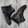 Fashion Men Chelsea Boots Genuine Leather Ankle Boots British Style Mens Boots Side Zipper Male Footwear Winter Plush Snow Shoes