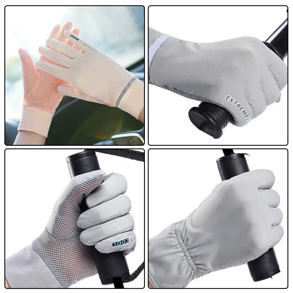 Sommer UV-Schutz Eis Seide Dünn Rutschfest Bildschirm Sonnenschutz Handschuh für Sport Radfahren Laufen Fahren Draußen Auto Motorrad Handschuhe