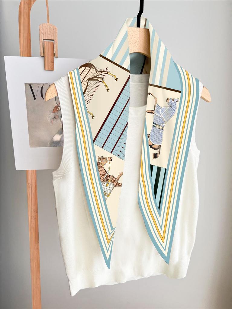 Women's Versatile Influencer-Style Silk Diamond Scarf - Fashionable Twill Design