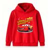 Kids Boys Girls Cute Red Racing Car 95 Graphic Print Casual Pullover Hoodie Soft Long Sleeve Warm Hooded Sweatshirt For Daily Wear And Sport