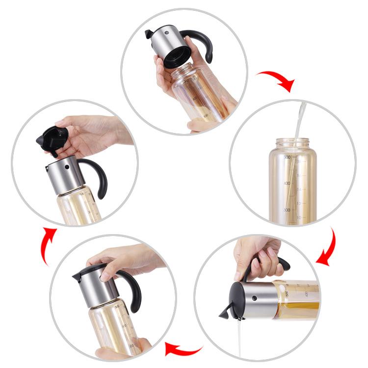 Automatic Open Close Oil Bottle Glass Condiment Bottle Heat Resistant Kitchen Oil Dispenser