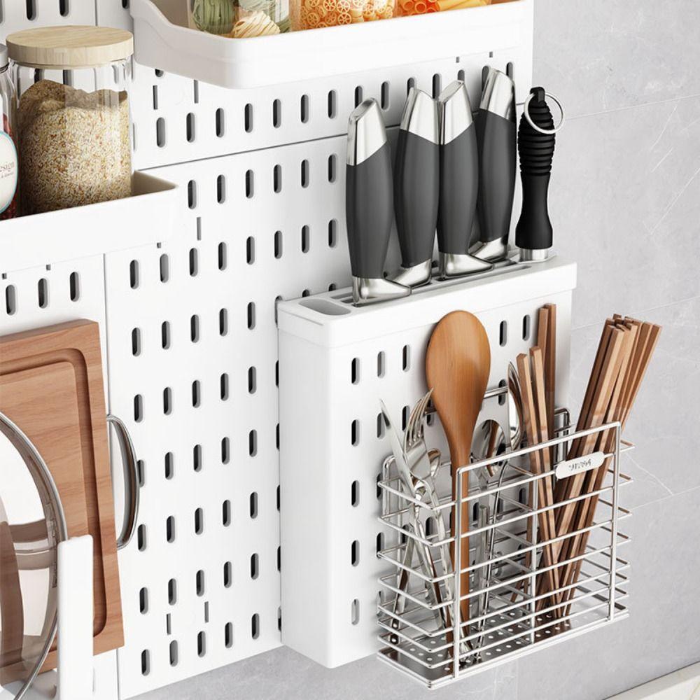 Wall-Mounted Gaming Room Storage Wall Plastic Pegboard Shelf No-Punch Hole Board  for Kitchen