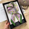 Lovely Purple Floral Print Silk Square Scarf  Women Soft Satin Hairband Hands Bag Ribbion Head Hijab Female Headband Kerchief