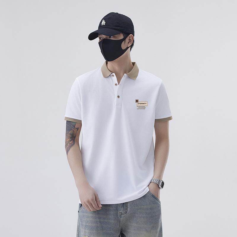 Lapel Short-sleeved T-shirt Mens Summer Wear Updated Comfortable Fit Contrasting Color Mens Polo Top