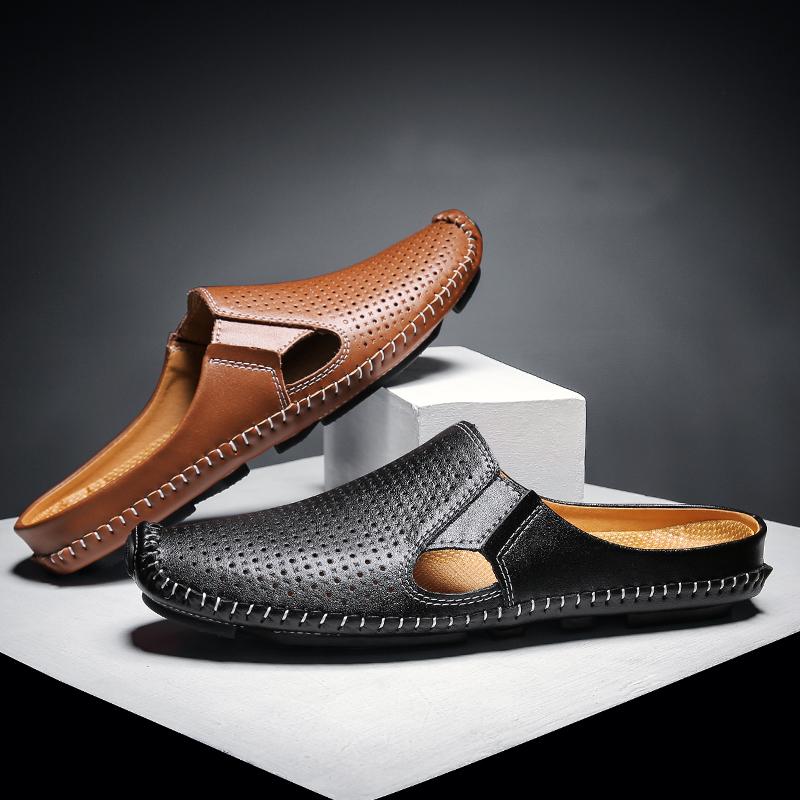 Men's Leather Hollow Loafers Casual Shoes