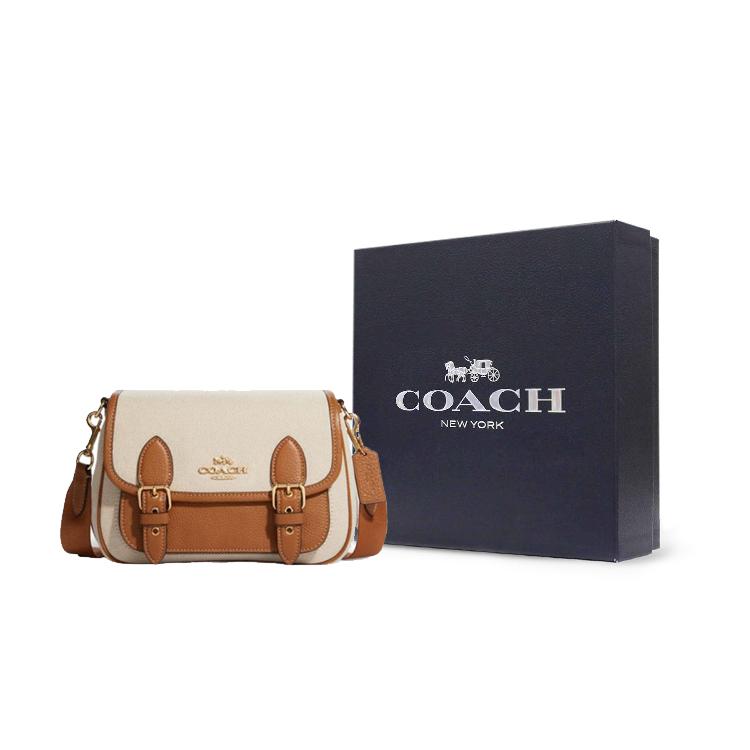 Ny COACH Lucy Stoff med Kuskinn Skulderveske Crossbody-veske Liten Størrelse Dame Beige & Brun CA622-IMNAM