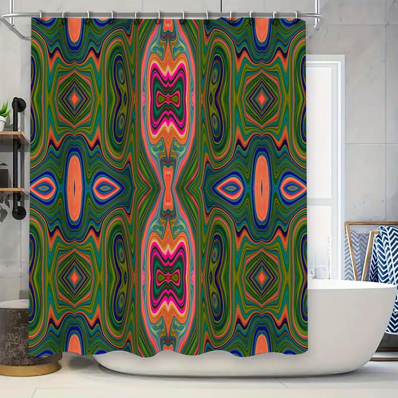 

Monstera Leaf Shower Curtain Waterproof Fabric Printed Decorative Bath Rug Cover for Bathroom Interior Design Blue/Green Floral 90x180cm