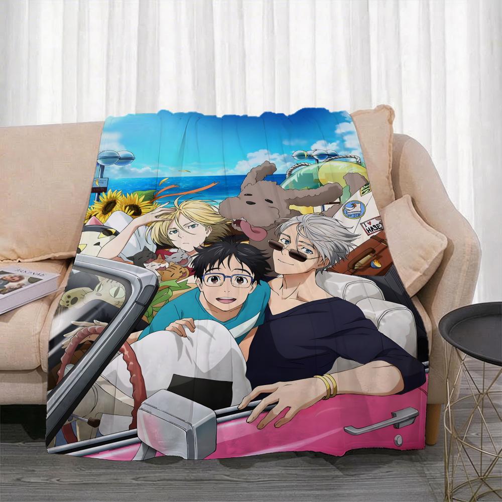 Anime Y-Yuri on Ice Throw Lightweight 240g Flannel Blanket Soft Skin-friendly for Summer Cooling