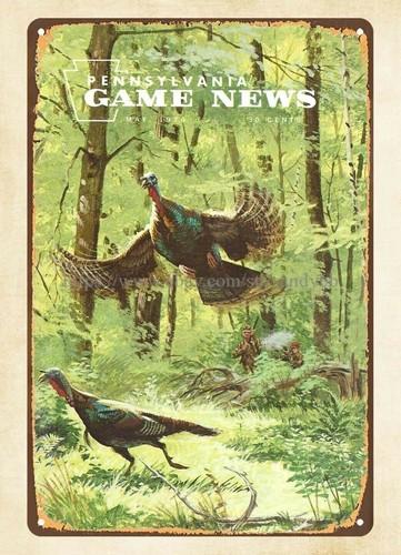 

Pennsylvania game hunting wildlife spring gobbler turkey metal tin signAluminum 20x30cm（7.8x11.8inch）