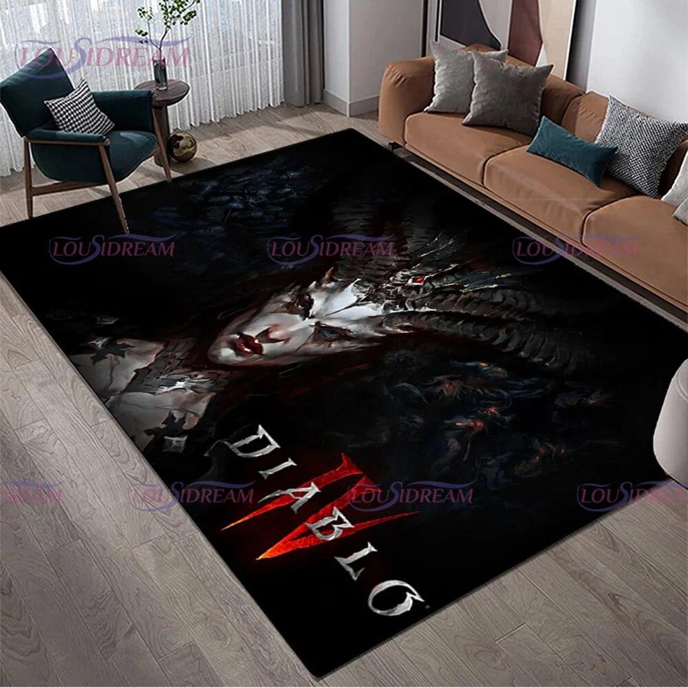 

3D D-Diablo Game Pattern Living Room Area Carpet Bathroom Mat Creative Doormat Boy Gamer Bedroom Mat Outdoor Rug Bedroom Decor