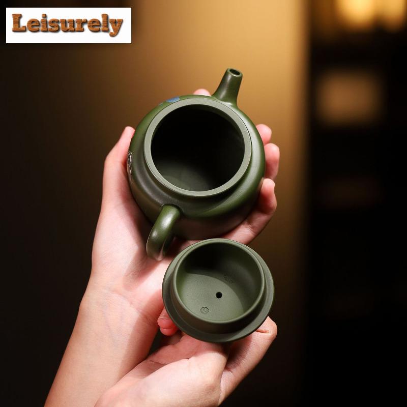200ml Vintage Yixing Purple Clay Teapots Artists Handmade Lucky Ruyi Pot Raw Ore Green Mud Kettle Chinese Zisha Tea Set Supplies