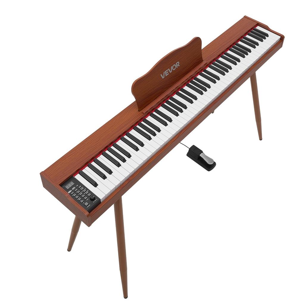 Digital Piano 88 Keys Semi Weighted Full Size Keyboard Stand Brown, for Beginners, 600 Tones, 600 Rhythms, Electric Piano, with Sustain Pedal,