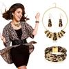European & American Vintage Leopard Print Jewelry Set: Necklace, Bracelet, Earrings