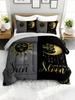 3PC Sun And Moon Celestial Bedding Set Astrology Duvet Cover with 2 Pillowcases Modern Bedroom Guest Room Decor