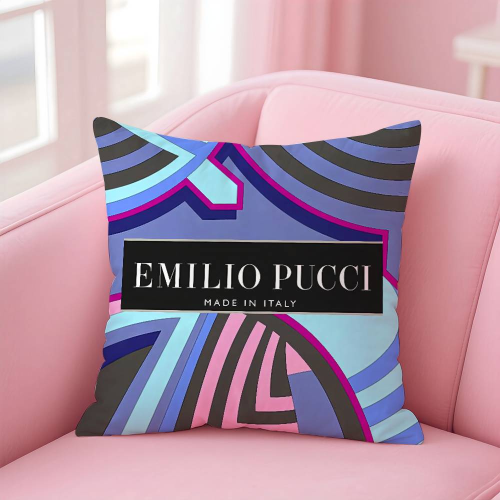 E-Emilio Logo P-Pucci Pillow Case Safe Custom Photo Pillow, Anti-fade Brushed Fleece Cushion, Maternal & Infant Safe.