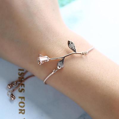 Little Fresh Rose Push Pull Bracelet Valentine's Day Birthday Gift Hand Jewelry