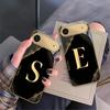 Luxurious emblem letters For IPhone 17Pro Max 16 17 Pro 15 Pro 14 13 Plus 12 Mini 11Pro Max XR 16E 17Air Golden glass phone case