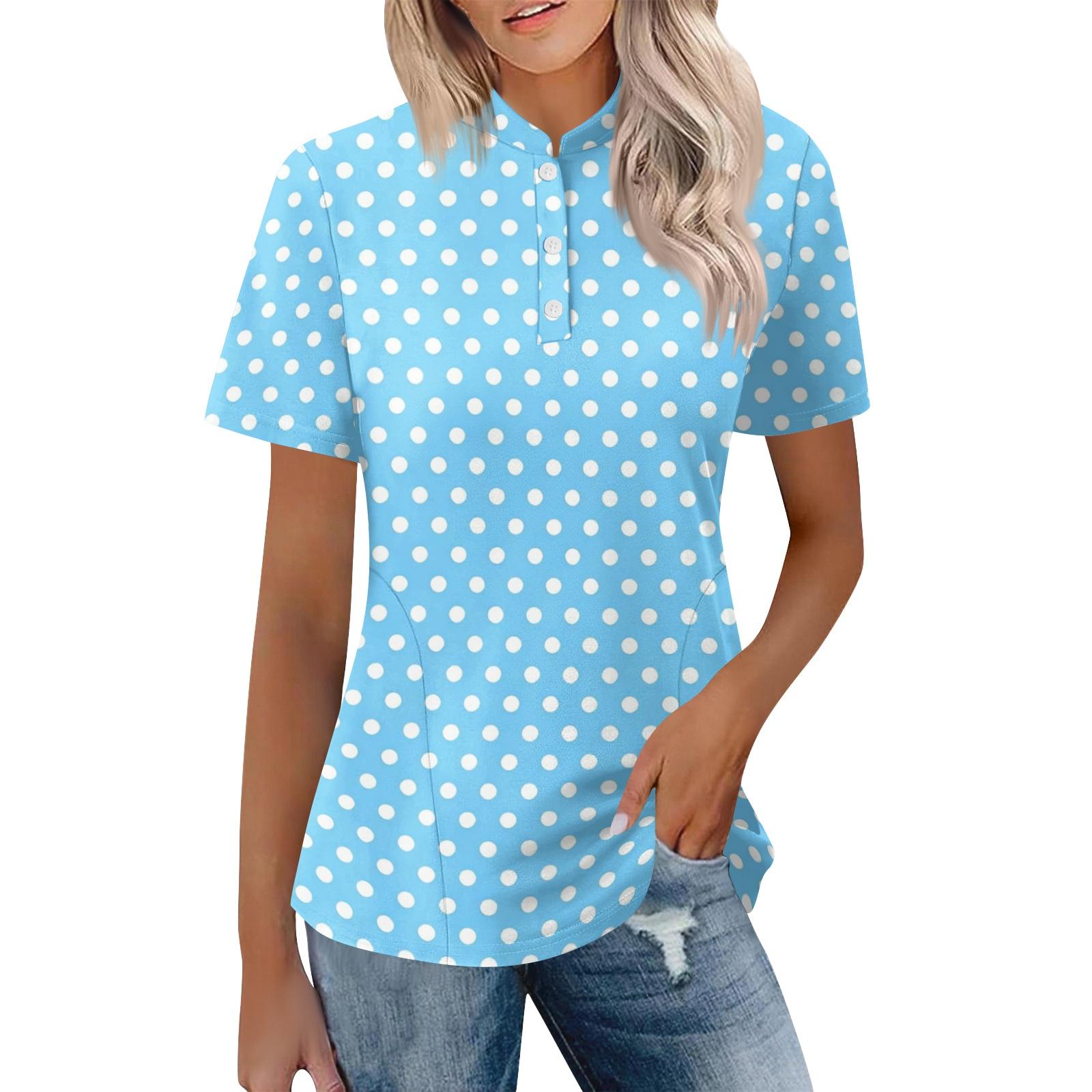 

Women s Casual Polo Shirt Short Sleeve Loose Fit Top Button Down Collar Lightweight Breathable Fabric Summer Wear L