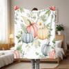 Pumpkin Floral Fleece Blanket Autumn Harvest Design Soft Cozy Throw Home Decor for Living Room or Bedroom Gift for Fall Lovers