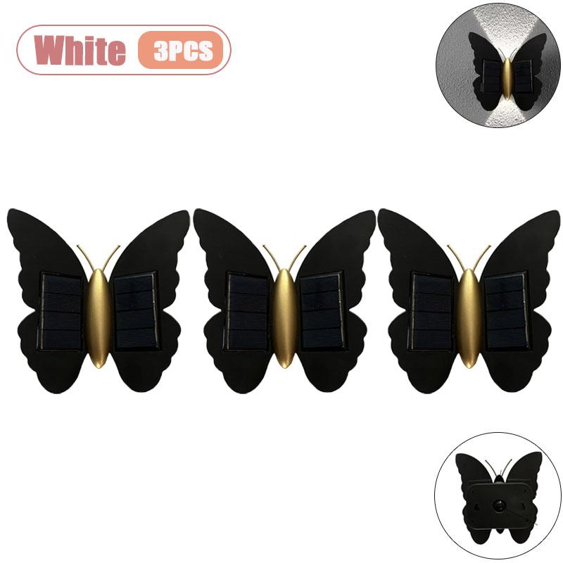 Solar Butterfly Wall Light Outdoor Waterproof Up Down Lighting for Stairs Corridor Courtyard Balcony Modern Garden Decoration