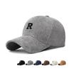Corduroy Baseballpet met 3D Geborduurde 'R' Letter Effen Kleur Verstelbare Gestructureerde Pet Stijlvol Herfst- en Winteraccessoire