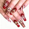 French Santa Hat Nail Art Stickers: Wearable Short Jelly False Nails, Boxed.