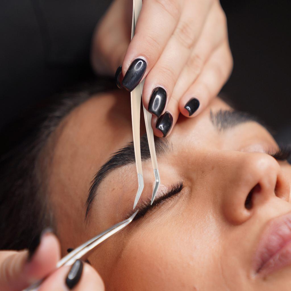 Precision Bent Tip Eyelash Tweezers for False Lashes Double Eyelid Tape Application Makeup Tool Professional