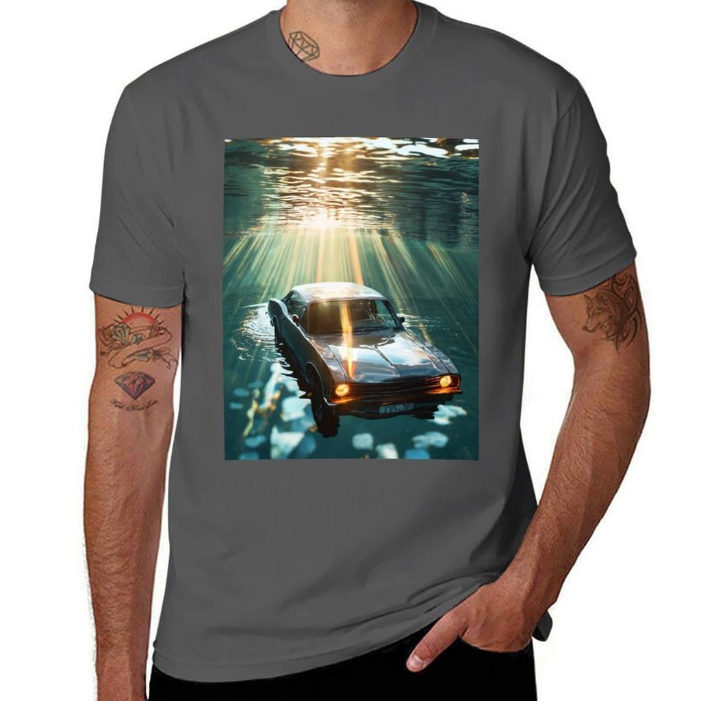 Car Underwater TShirt Daily Wear Plain Short Sleeve Shirt