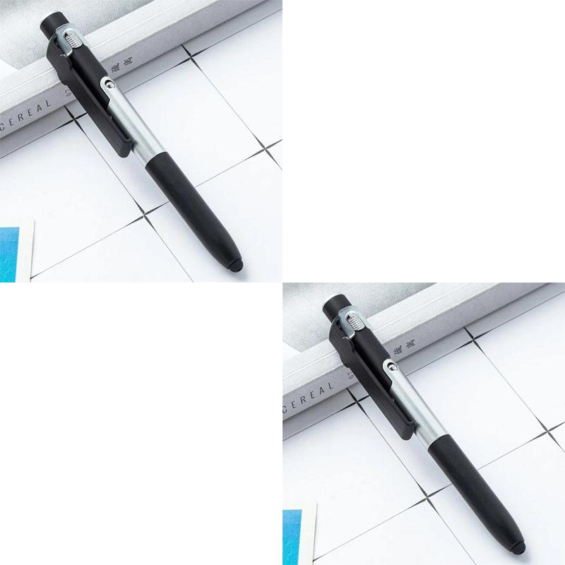 1/2/3pcs 4-in-1 Multi-function Ballpoint Pen Built-in LED Light Foldable Stand Portable Reading Writing Pen Practical School