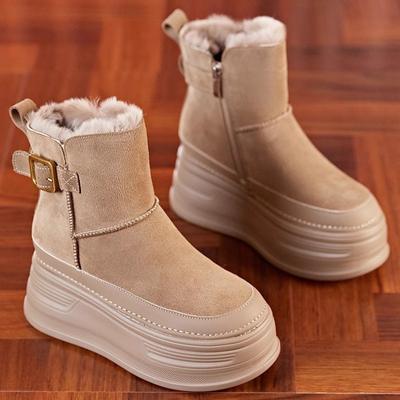 Fashion Winter Outdoors New 2024 High Quality Suede Platform Women Boots Hidden Heels Warm Women's Ankle Booties Botines De Mujer
