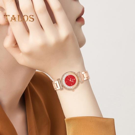 

Женские часы-платье со стразами, круглый циферблат, стальной ремешок, женские кварцевые наручные часы для девочек и студентов, модные украшения, подарок на день рождения розового золота