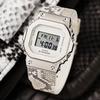 Casio all-metal series - square dial digital display, fashionable, shockproof and waterproof, quartz movement, Japanese and GM-S5600PT-7PFS-person