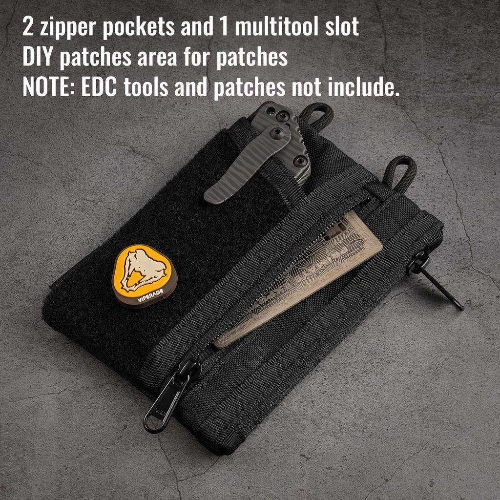 VIPERADE VE18 EDC Pouch for Pocket Organizer Pouch with 3 2 Zipper Velcro and Pouch Men, Slots, Pockets, Pouch, Multi-Tool (Black)