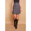 Lightweight Lycra Woolen Winter Jacquard Fabric High Waist Lightweight Above Knee Bell Skirt - Black Diagonal