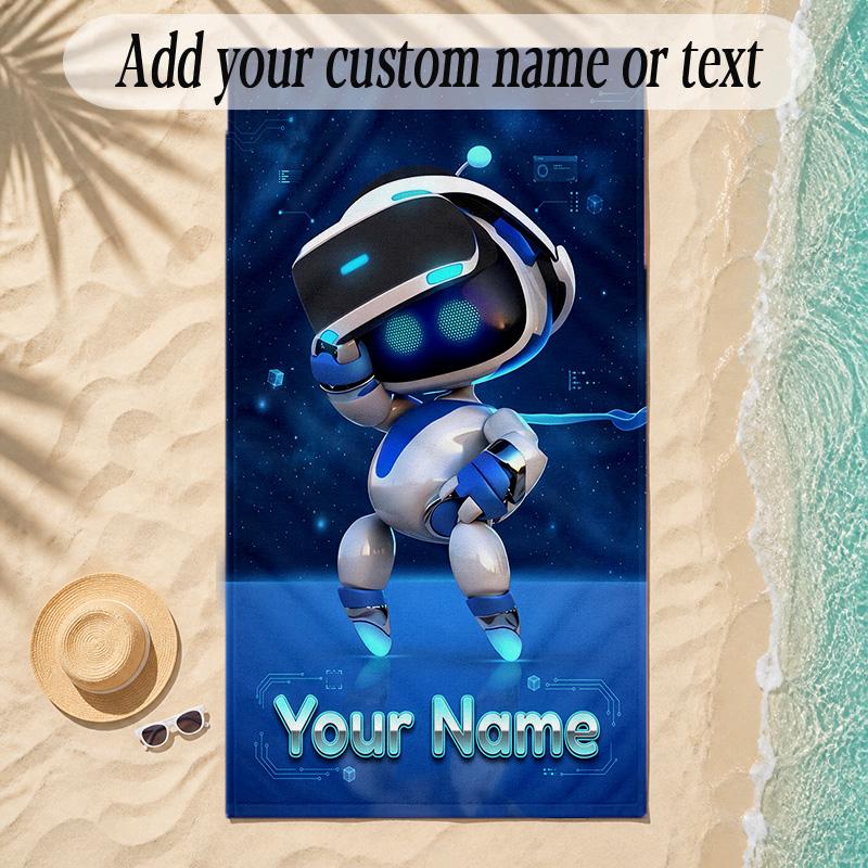 Beach TowelAstro Bot Custom Name Text Personalized Soft Towel for Beach Pool Indoor Home Decor Gift