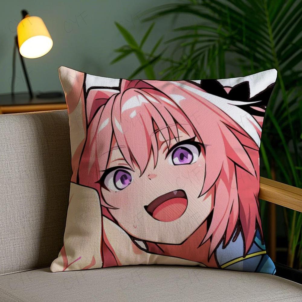 Fate Apocrypha Astolfo Anime Pillow Case Anti-Dustmite Pillowcase Invisible Zipper Silky Short Plush Sofa Cushion Cover