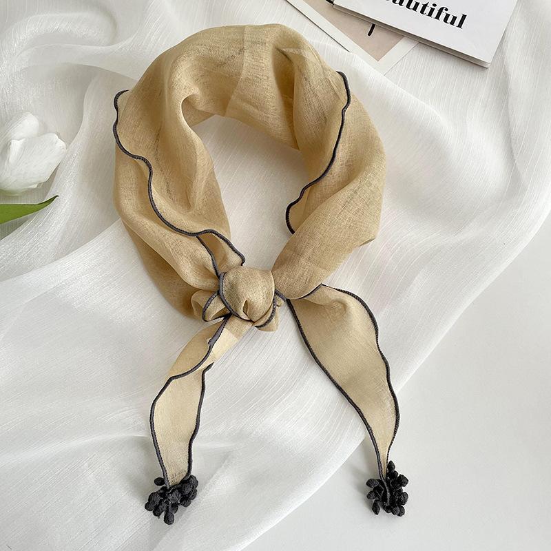 Triangle scarf scarf women's summer thin gauze pendant small scarf scarf scarf shawl silk scarf high-end headscarf headband