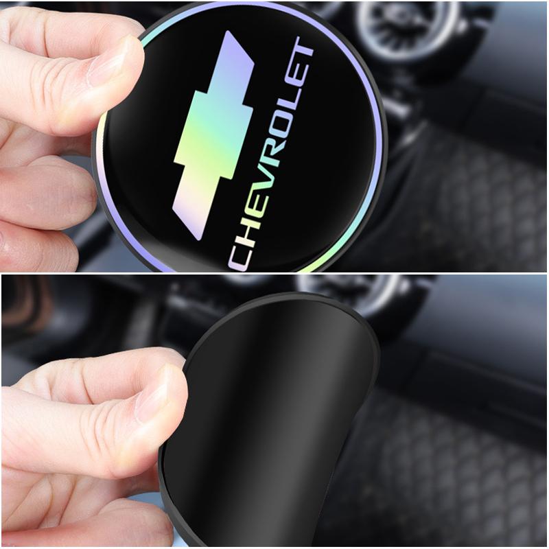 BRSYE1 Keychain 2PCS Car Water Coaster Pad Laser Water Coaster Accessories For Chevrolet Lanos SS Z71 Sail Corsa Aveo Matiz Onix Camaro