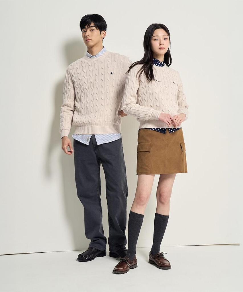 Binpolmen Unisex Cotton Cable Knit Ivory