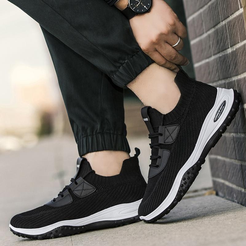 Men's Walking Shoes Elastic Knitted Upper Lightweight, Sole Cloud Comfort Pad Non-Slip Sneakers MOQ