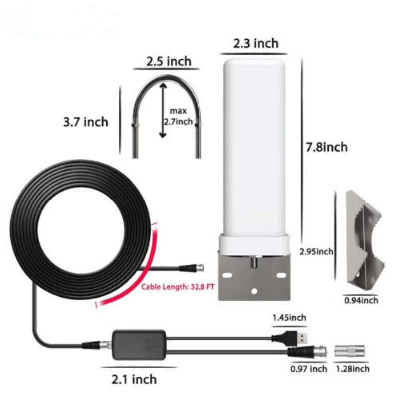 Outdoor Indoor Strong Signal Digital TV Antenna 35dBi Long Range Signal Amplifier 4K 1080P Free HDTV Channel for ATSC/DVB-T/DMBT