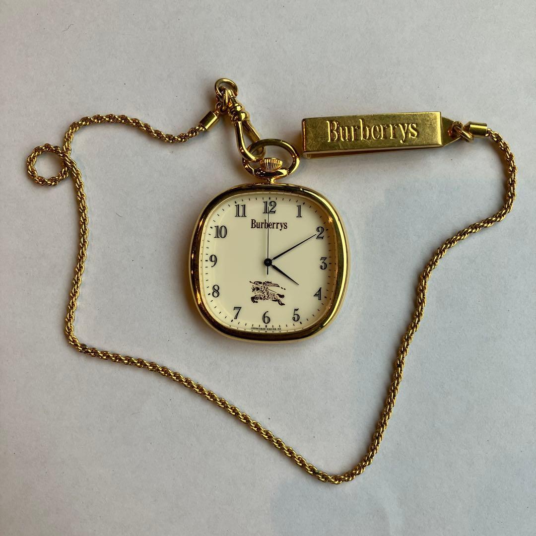 Used Burberrys pocket watch gold color with chain