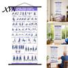 Wellness Wall Art Chair Yoga Chart, Canvas Poster with Hanging Rod And Rope, Gentle Movement Guide Chart for Seniors Beginners Home Stretching