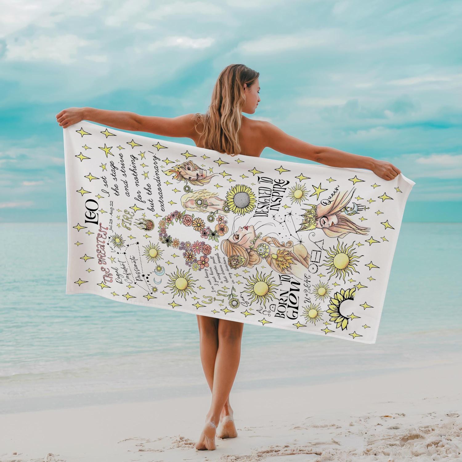 

Zodiac Beach Towel Aries Art Celestial Cloth Mermaid Birthday Gift Women Pisces Astrology Bridesmaid Gift Daughter W40*H60(CM)