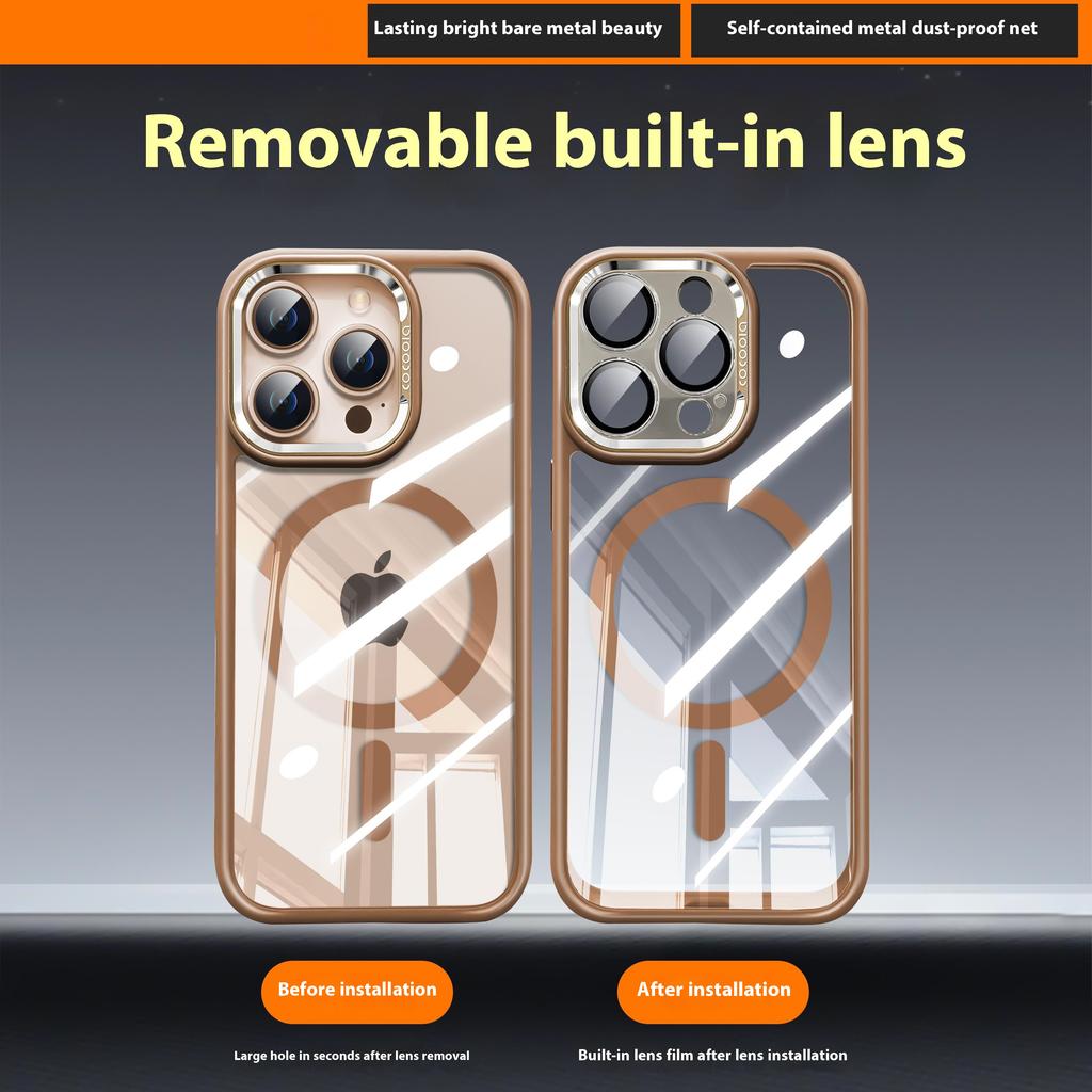 For iPhone 16 Pro Max Case Compatible with MagSafe PC+TPU Phone Cover with Detachable Camera Lens Film