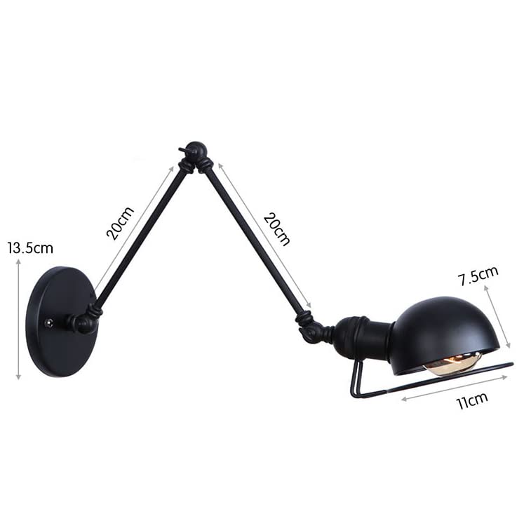 Senkazari Bracket Light, Arm-Mounted Wall Light, Antique Style, Nordic Retro, E26 Base, Adjustable Angle, Rotatable, Ideal for Interior Decor, Cafes,