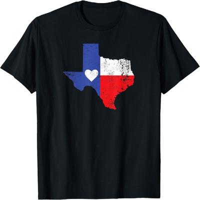 Texas Herz Flagge Bundesstaat Umriss T-Shirt